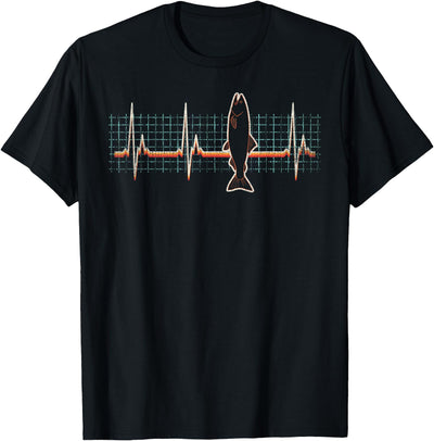 Salmon Fish Retro Heartbeat Vintage 80s Style Gift T-Shirt