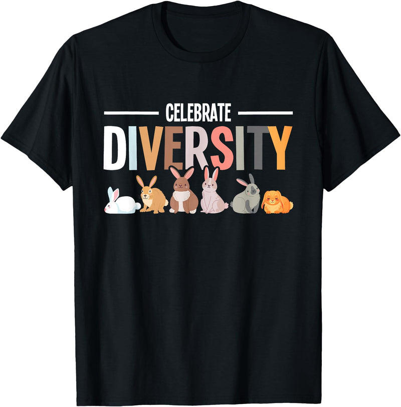 Celebrate Diversity Breeder for Rabbit Lovers T-Shirt in Black