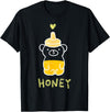 atelier mushroom HONEY Sweet Honey Bear Honey Bottle & Yellow Heart Graphic T-Shirt - Black