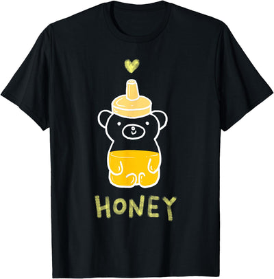 HONEY Sweet Honey Bear Honey Bottle & Yellow Heart Graphic T-Shirt