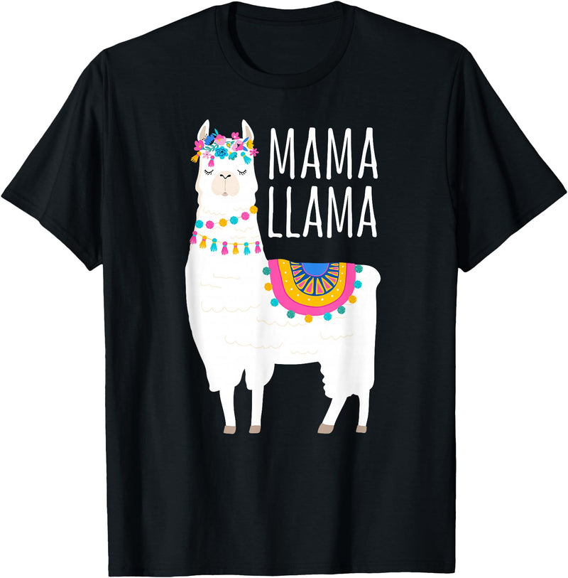 Mama Llama Lover Gifts by Memme Mama Llama Shirt for Women T-Shirt - Black