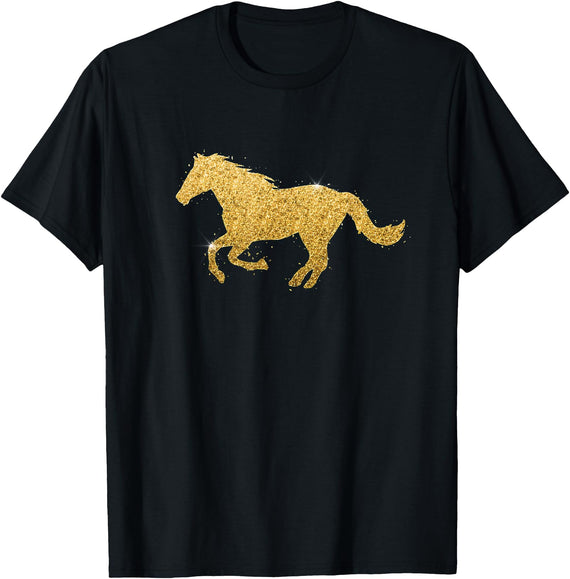 Glittery Horse Shirts and Apparel Young equestrian sparkly horse shirt for girls or boys T-Shirt - Black
