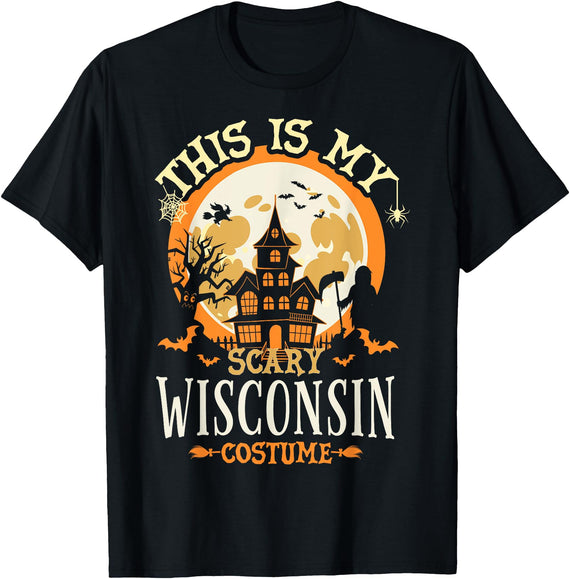 99 Gifts Matching Halloween Family Costume & Shirt Matching My Scary Wisconsin Halloween Costume T-Shirt - Black