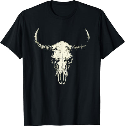 Cow Bison Skull American Buffalo Minimalist Punk Core T-Shirt