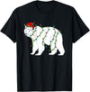 Funny Christmas Polar Bear Holiday Gifts Polar Bear Christmas Santa Hat Lights Xmas Gifts T-Shirt - Black