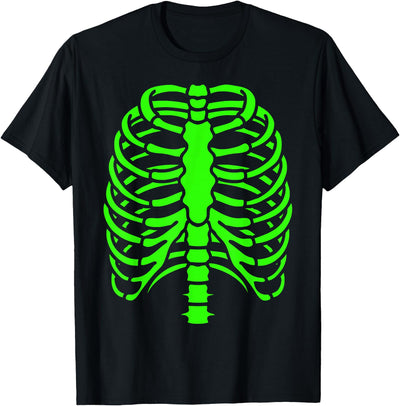 DesignDorks Fun Cool Green Skeleton Rib Cage Halloween T-Shirt