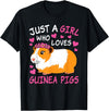EDILILU Just A Girl Who Loves Guinea Pigs Cute Guinea Pig Lover T-Shirt - Black