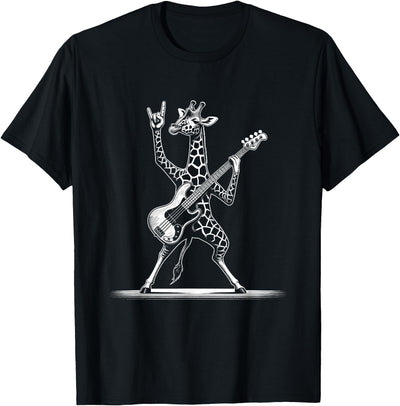 Rock n Roll Giraffe Playing Guitar Funny Mens Womens Giraffe T-Shirt
