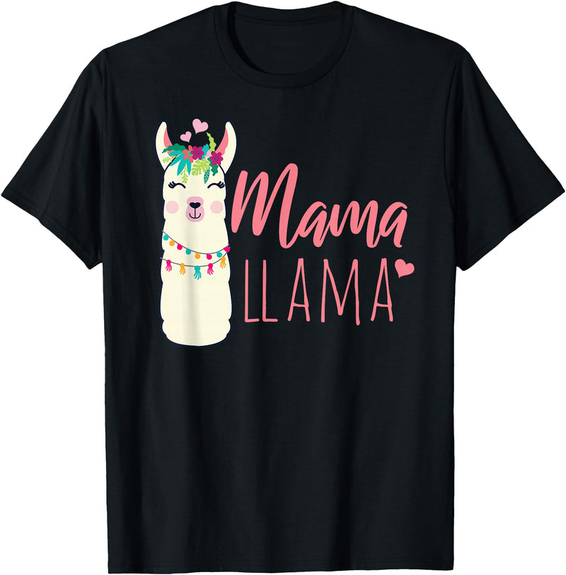 ADVENTURE ALPACA LLAMAS Designs MAMA LLAMA Funny Mother Lamas Meme T-Shirt - Black