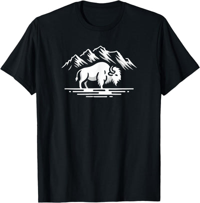 Cow White Buffalo Mountain Silhouette T-Shirt