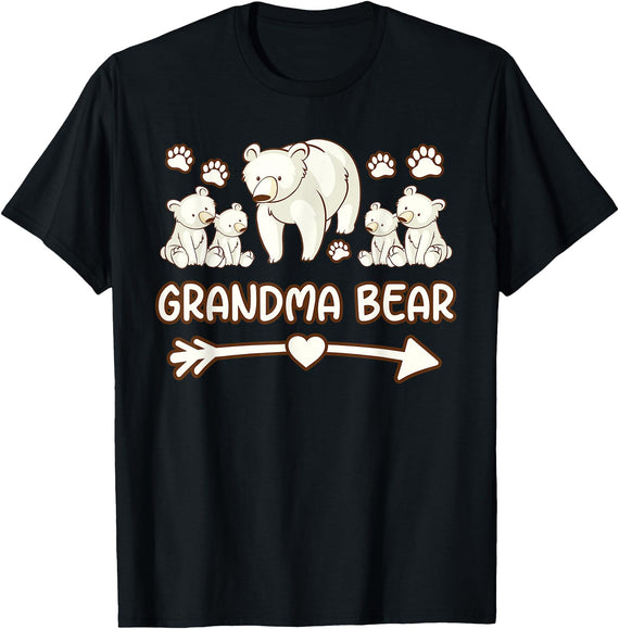 grandma bear t-shirts nana bear shirt nana bear tshirt, grandma bear 4 cub tshirt mom T-Shirt - Black