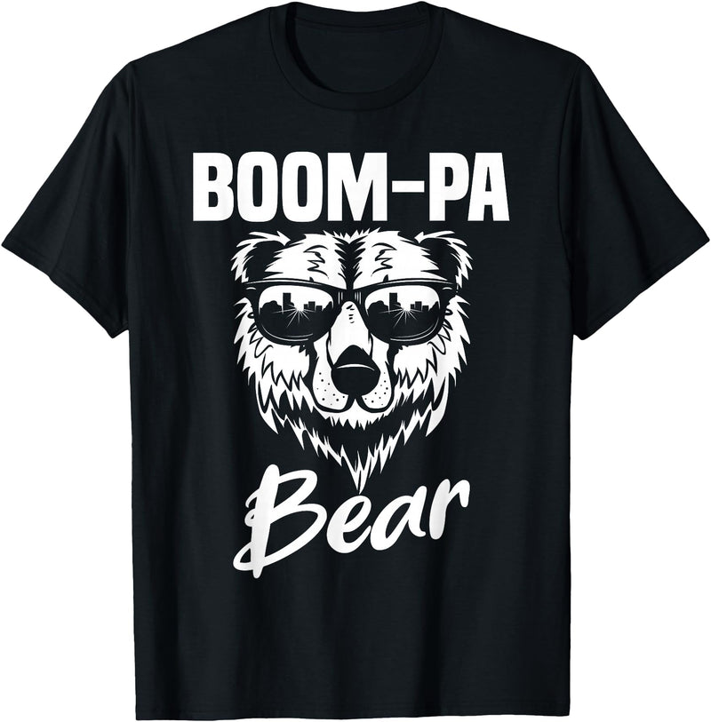 Boom-Pa Bear Funny Gifts Apparel Boom-Pa Bear Wearing Cool Sunglasses Fathers Day Gift T-Shirt - Black