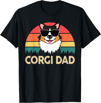 Tricolor Corgi Dad Father Day Gift for Lovers Funny Men T-Shirt