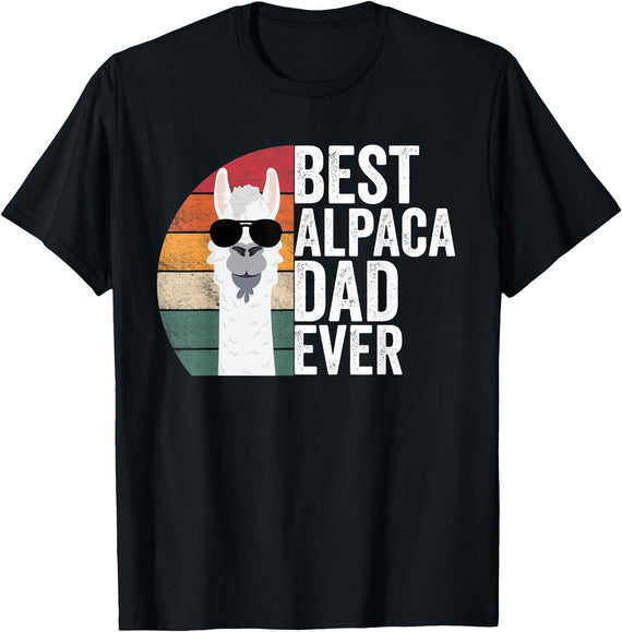 Best Alpaca Dad Accessories Best Alpaca Dad Ever Apparel LLama Lovers Cute Alpacas T-Shirt - Black