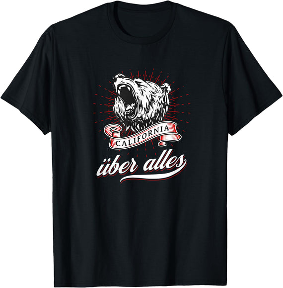 Not Quite Right California Über Alles with Roaring Grizzly Bear T-Shirt - Black