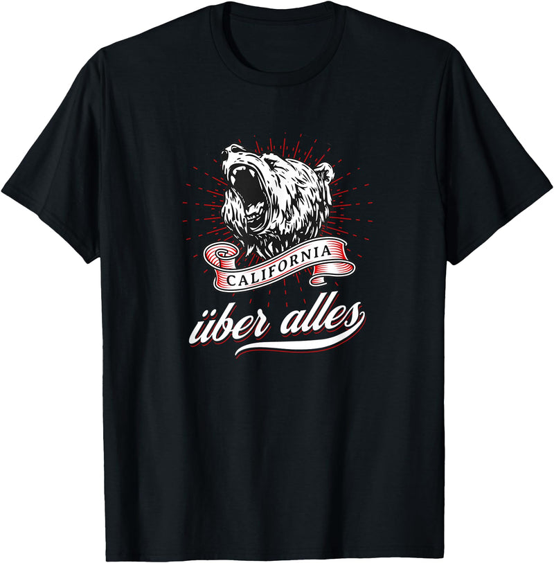 Not Quite Right California Über Alles with Roaring Grizzly Bear T-Shirt - Black