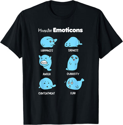 Funny Manatee Emotions Funny Expression Unique Sea Cow Lover T-Shirt