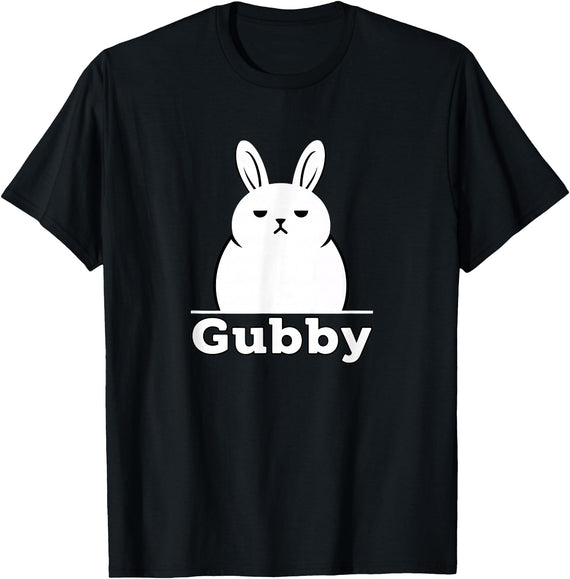 Gubby Rabbit Anime Funny Character Cute Grumpy Bunny T-Shirt in Black