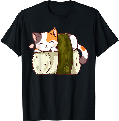 Kawaii Anime Shirts Sushi Cat Kawaii Anime Neko Japanese T-Shirt