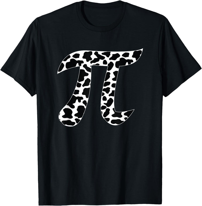 Cow Pi Day Designs Cow Pattern Pi Day Symbol - Cowpie Math Lover T-Shirt - Black
