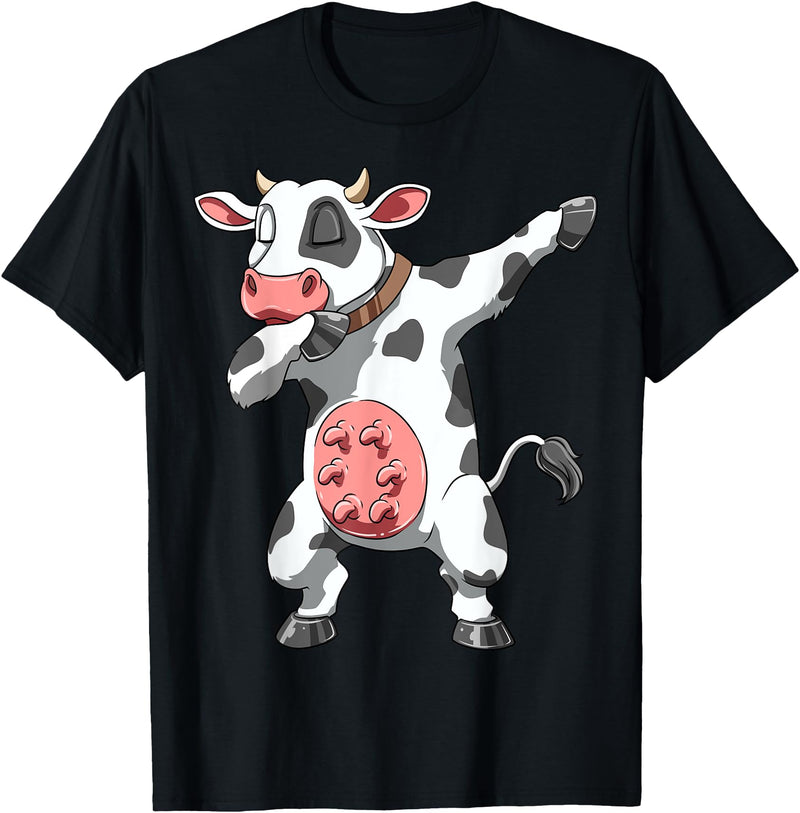 DabbingTastic Dabbing Cow Dab Cow Dancing Cow Farm Birthday Party T-Shirt - Black