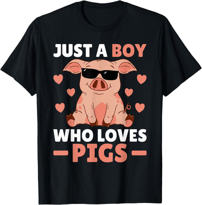 Just A Boy Who Loves Pigs Men Pig Lovers Pig Stuff Farmer T-Shirt