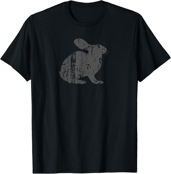Rabbit Vintage Design - Rabbit Print T-Shirt in Black
