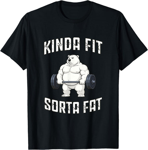 Vintage Clothing Kinda Fit Sorta Fat Polar Bear Weightlifting Gym Workout T-Shirt - Black