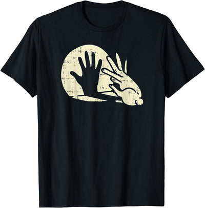 Hand Shadow Puppet Rabbit Against the Moon T-Shirt
