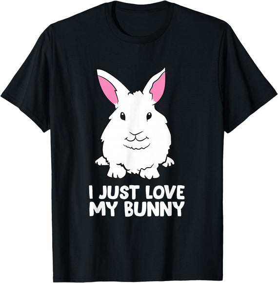 I Just Love My Bunny Cute Bunny Rabbit Pet T-Shirt in Black