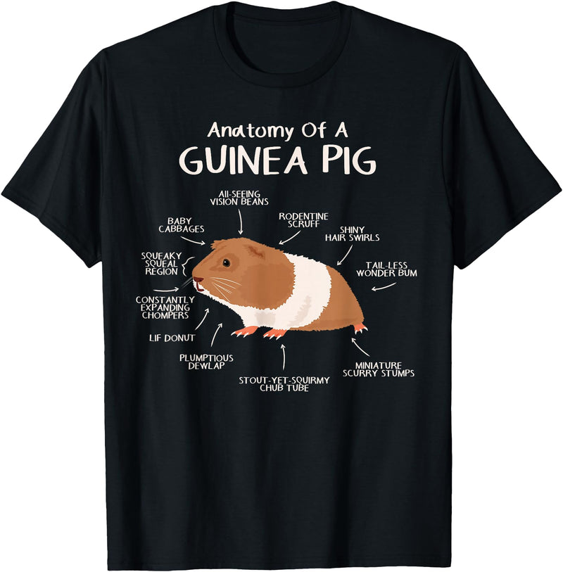 Guinea Pig Lover Cavy Owner Accessories Clothes Anatomy Of A Guinea Pig Cavy Lover Owner Stuff Piggy Peeg T-Shirt - Black