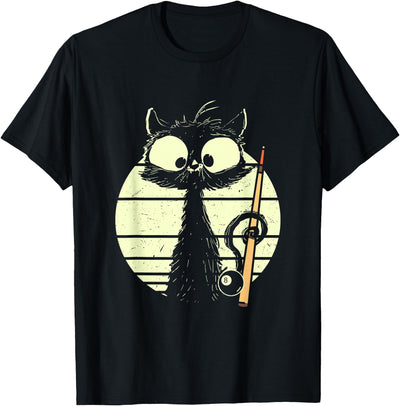 Cute Billiard Cat Cat With Billiard Pool Snooker Billiard Ball Cute Cat T-Shirt