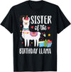 Matching Llama Birthday Party Supplies Sister Of The Birthday Llama Birthday Boy Girl Outfit Family T-Shirt - Black