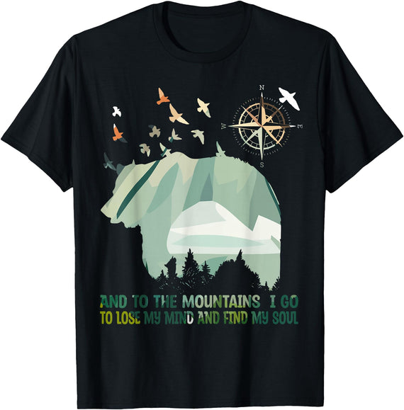 Camping Bears And To The Mountains I Go To Lose My Mind Camping Bear T-Shirt - Black