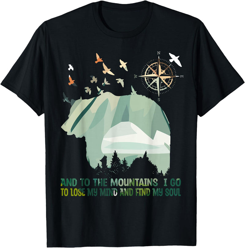 Camping Bears And To The Mountains I Go To Lose My Mind Camping Bear T-Shirt - Black