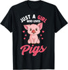 Cute Pig Co. Just A Girl Who Loves Pigs Hog Lover Cute Farmer T-Shirt - Black
