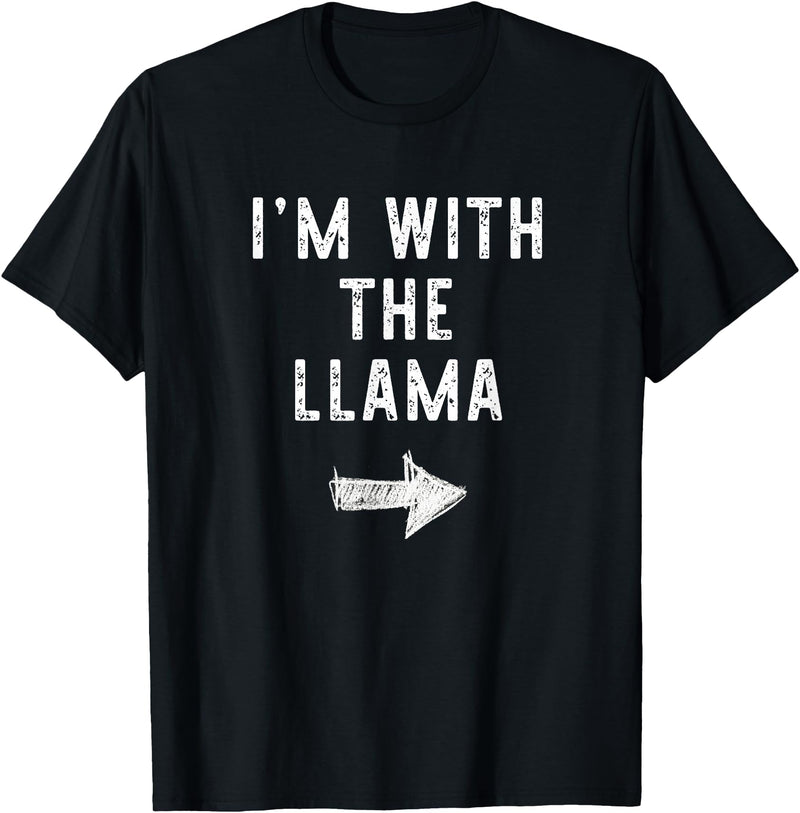 Im With The Llama Halloween Costume I’m with The Llama Funny Halloween Couple Costume T-Shirt - Black