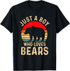 Bear Lover Tee For Boys Bear Boys Apparel Just a Boy Who Loves Bears Animal Lover T-Shirt - Black