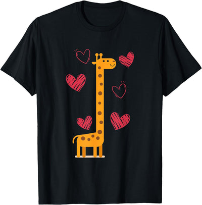 Hearts Valentines Day Gift Idea Love Giraffe T-Shirt