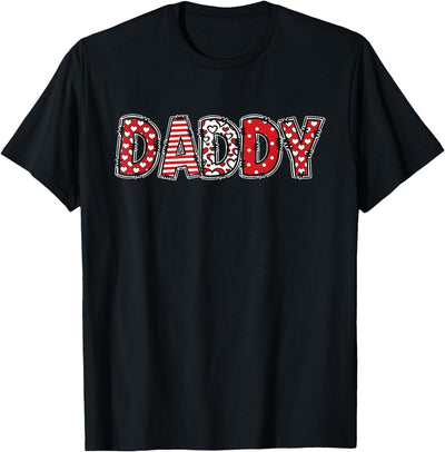 Cow Hearts Buffalo Plaid Dad Daddy Valentines Day T-Shirt