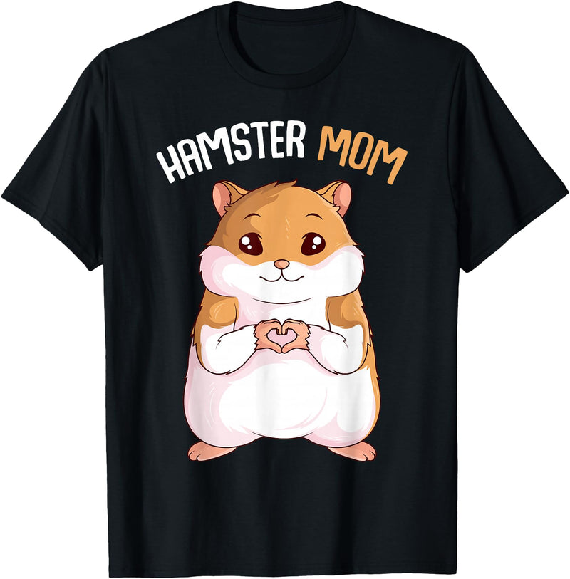 Women's Hamster Mom Hammy Girls T-Shirt - Black
