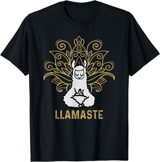 Lama Llamaste Family Summer Sport Yoga Gift Tees Llamaste Yoga Gift For Men Women Kids Lover Llama Yoga T-Shirt - Black