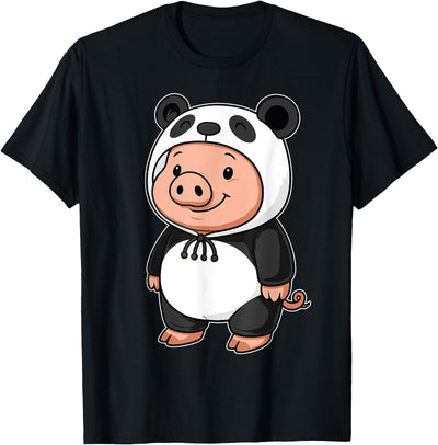 Kawaii Pig In Panda Costume for Girls kids Pig Lover T-Shirt
