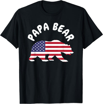 Papa Bear - Father's Day American Flag 4TH of July T-Shirt