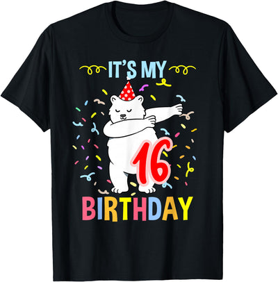 Its My 16th Birthday Dabbing Polar Bear T-Shirt