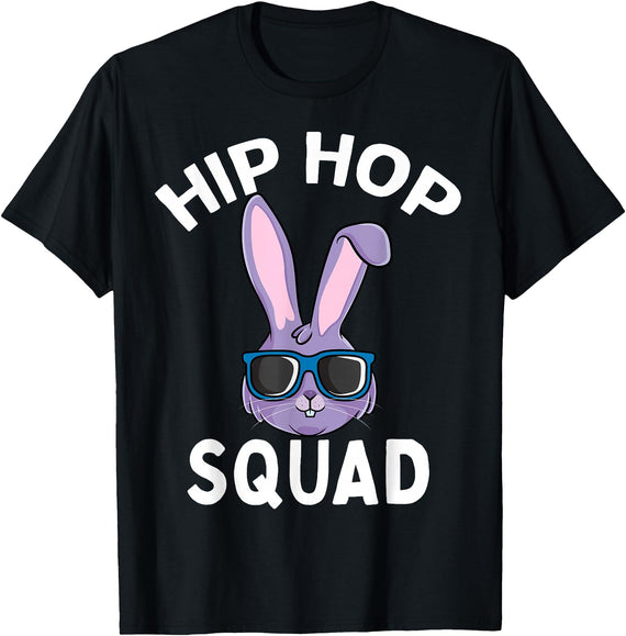 Hip Hop Squad Funny Happy Easter Bunny Rabbit Children Boys T-Shirt in Black