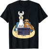 Funny Llama Shirts Sloth And Llama Gamer - Zookeeper Zoo Animal Lovers T-Shirt - Black