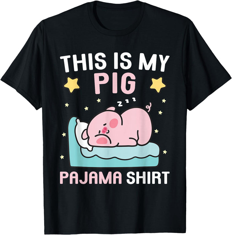 Family Matching Pajamas Men Women Boys Girls Kids Cute PJ Teen Boys PJs Girls PJs Funny This is My Pig Pajama T-Shirt - Black
