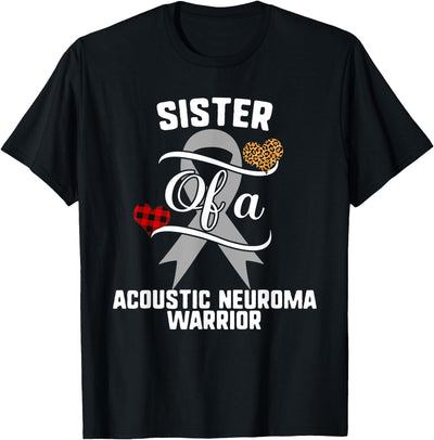 Cow Sister Acoustic Neuroma Awareness Leopard Buffalo Plaid T-Shirt