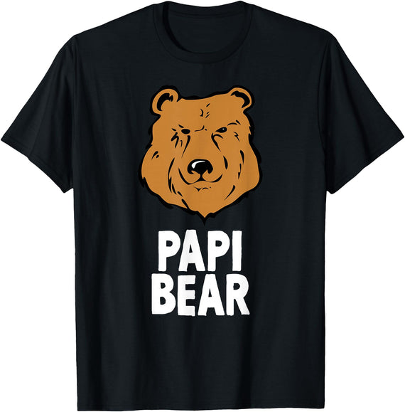 Bear Family Funny Tees Papi Bear Funny Gift T-Shirt Christmas T-Shirt - Black